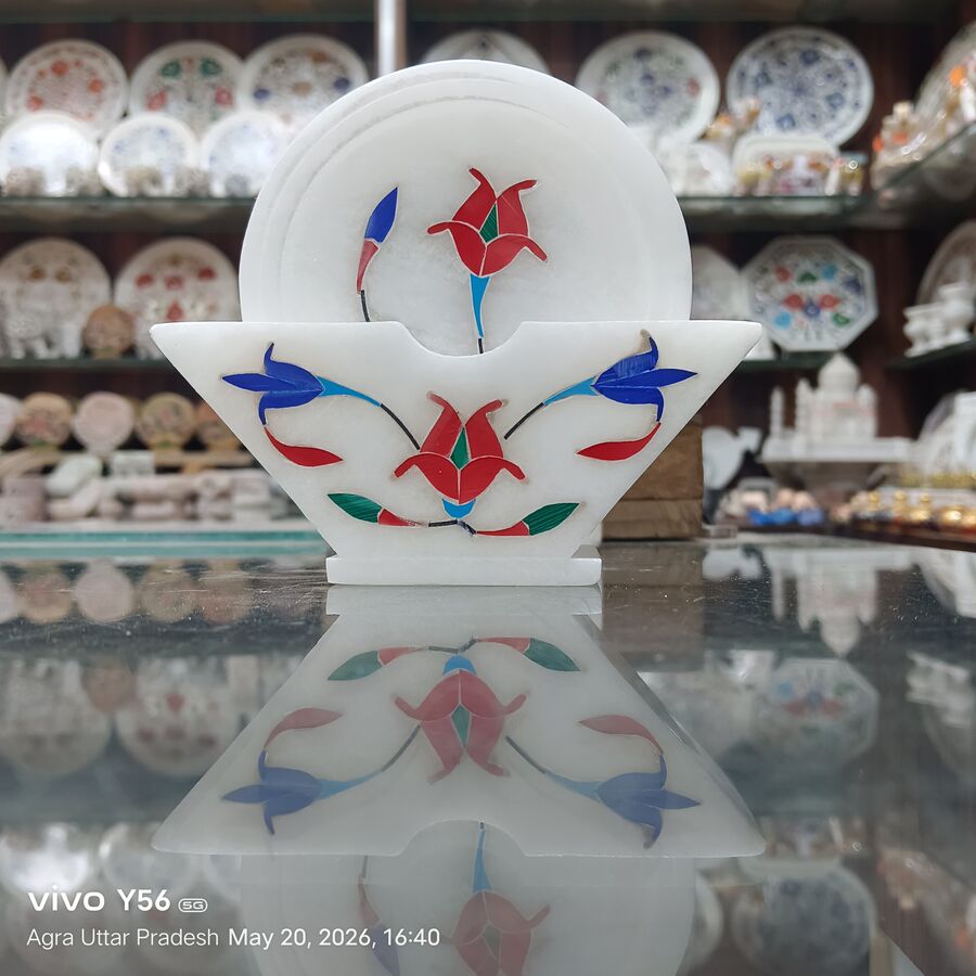 Marble Coaster Set — Design 6 Agra